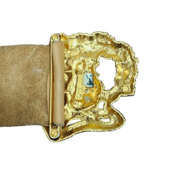 Vintage Buxton Belt Buckle “Lion and Lamb” Gold-Tone Collectible Americana - Picture 6 of 12